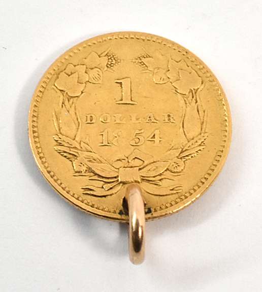 1854 $1 Gold Piece Charm
