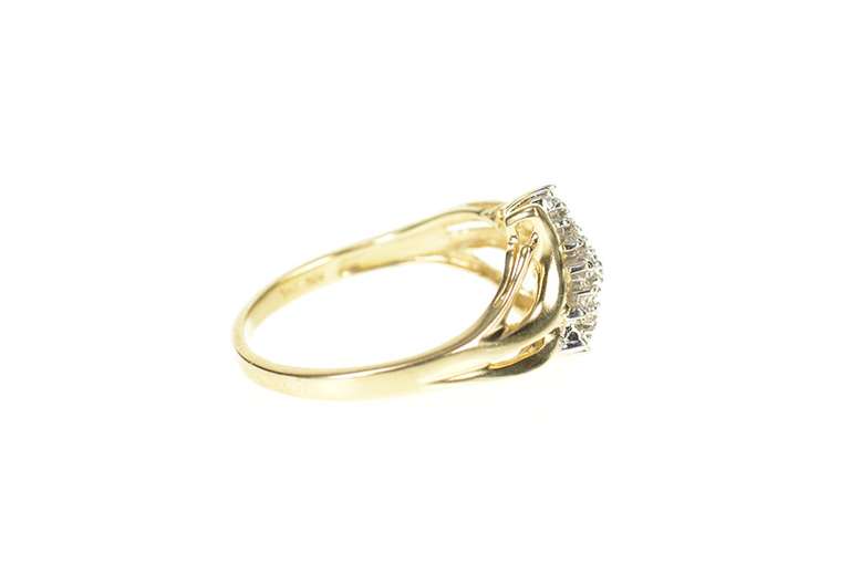 10K Yellow Gold Textured Diamond Accent Cluster Bypass Ring