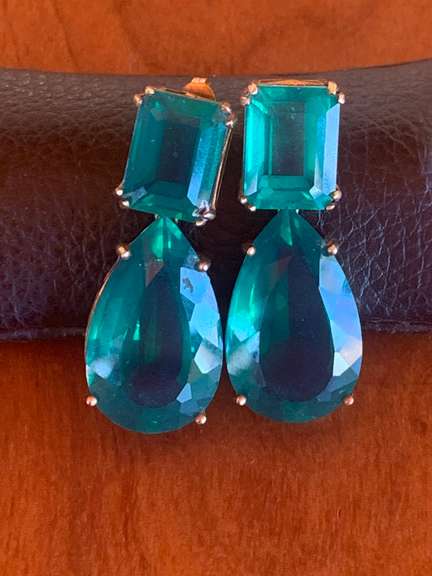 Massive Created Emerald Chandelier Earrings