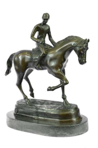 Jockey on Racehorse Bronze Sculpture