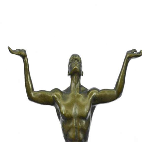 Nude Naked Male Athlete Bronze Sculpture