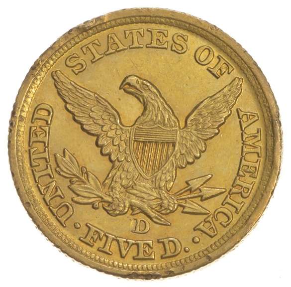 1847-D $5 Liberty Head Gold Half Eagle - Rim Damage - Dahlonega Gold