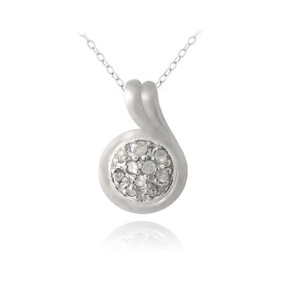 Sterling Silver 1/10ct Diamond Round Swirl Necklace