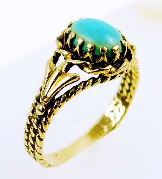 Vintage 14K Gold Turquoise Ring, Size 6