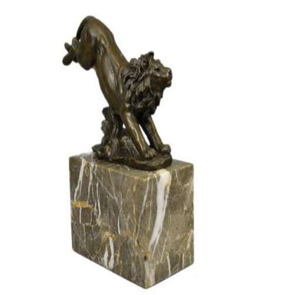 Jumping Lion Animal Edition Bronze Sculpture