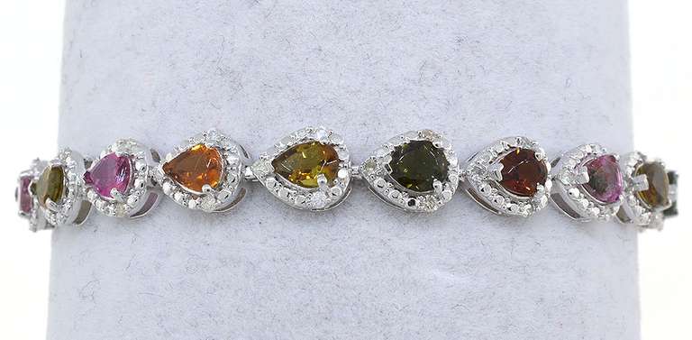 Inspiring Tourmaline & Diamond Bracelet in Sterling Silver