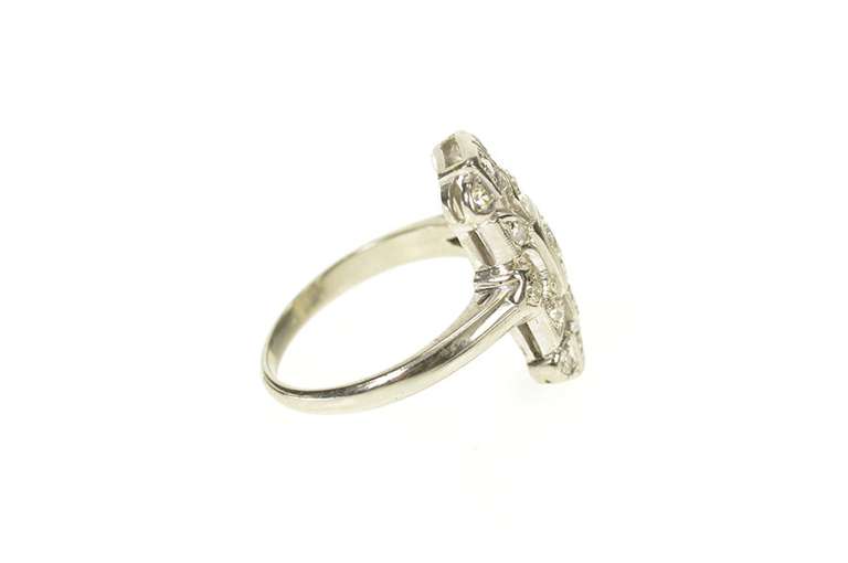 18K White Gold 0.33 Ctw Art Deco Diamond Filigree Engagement Ring