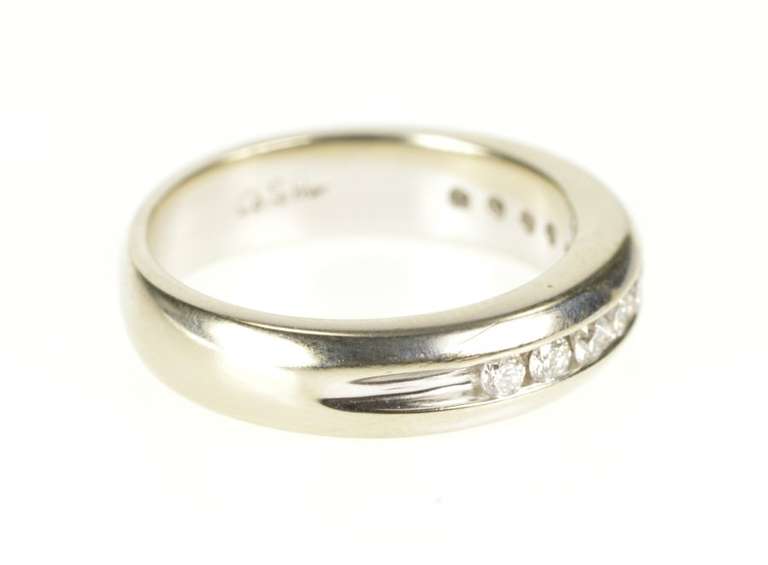 14K White Gold Channel Inset Classic Diamond Wedding Band Ring