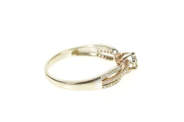 14K White Gold 0.60 Ctw Diamond Halo Criss Cross Engagement Ring
