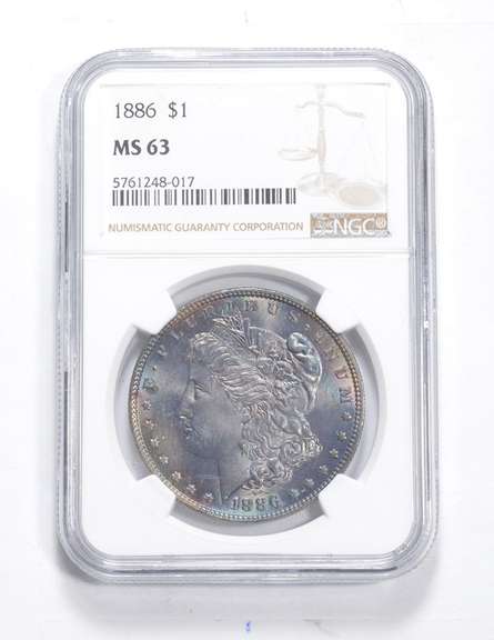 MS63 1886 Morgan Silver Dollar - NGC Blueberry Tone