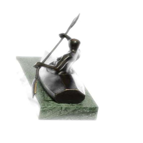 Canoeing Trophy Bronze Sculpture on Marble Base Figure