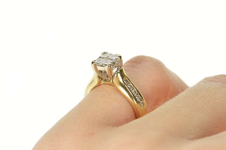 14K Yellow Gold 0.75 Ctw Invisible Set Diamond Engagement Ring