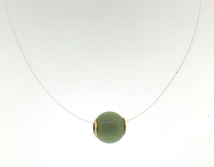 Green Jade on Clear Cord Necklace