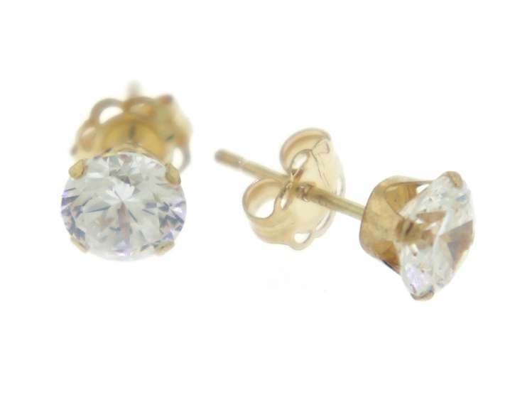 Classic Group of 3 Pairs of 14kt Gold Cubic Zirconia Earrings