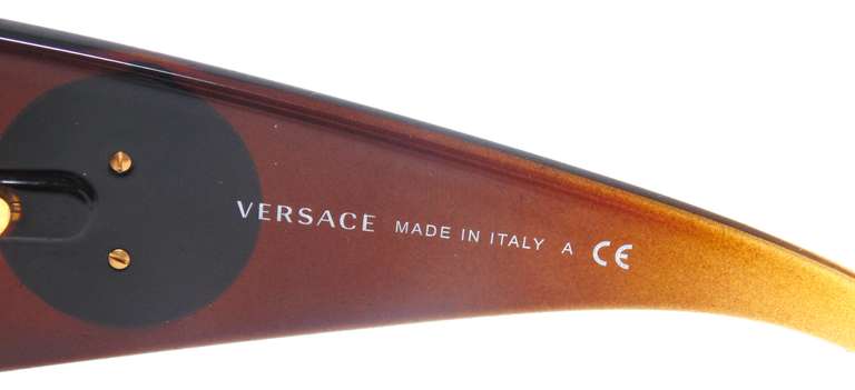 Versace Brown Shield and Gold Sunglasses
