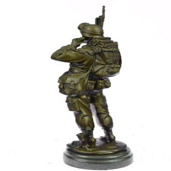 American Soldier Bronze Sculpture on Marble Base Figure