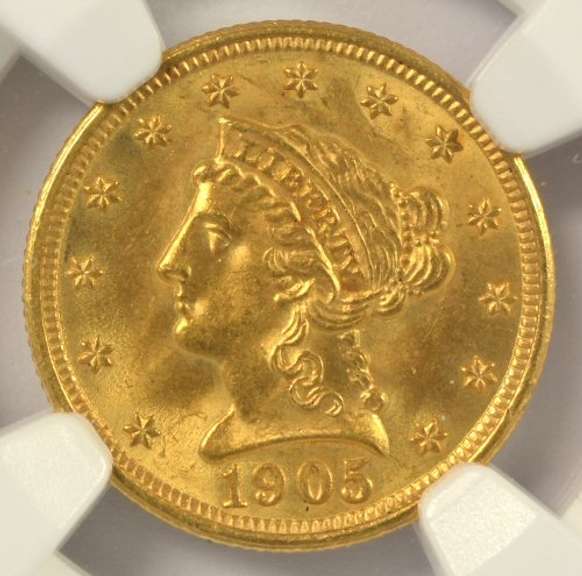 NGC MS64 graded 1905 US $2.50 Liberty Gold Piece