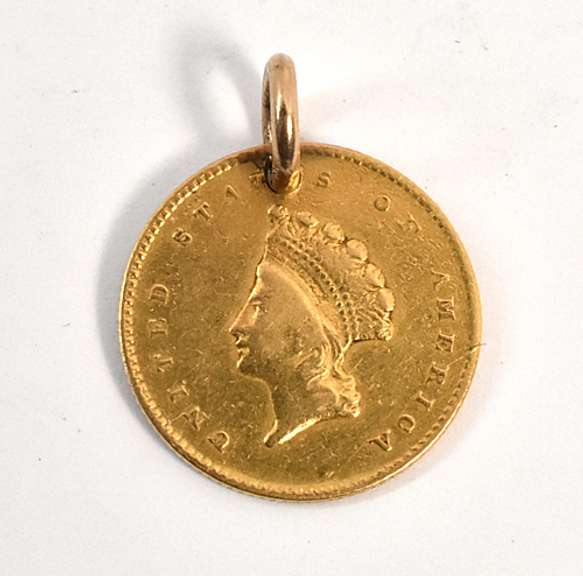 1854 $1 Gold Piece Charm