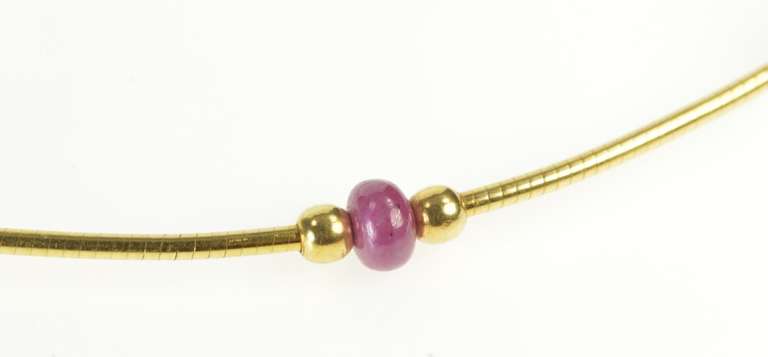 18K Yellow Gold Natural Ruby Beaded Round Cocoon Chain Necklace