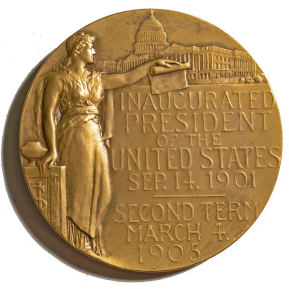 1905 Official  Second Term Theodore Roosevelt Bronze Inaugural Medal
