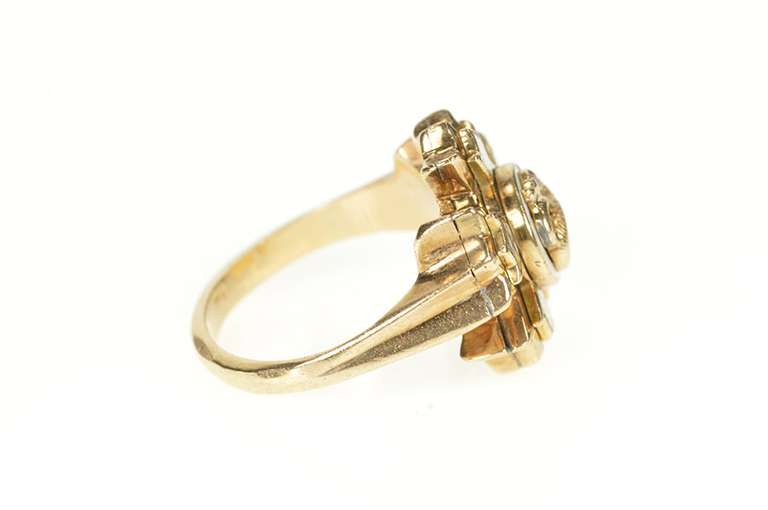 14K Yellow Gold Ornate Sigma Nu Fraternity Snake Star Enamel Ring