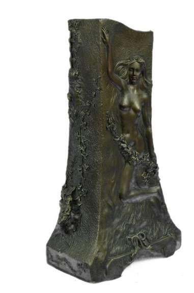 Bas Relief Woman Vase Bronze Sculpture