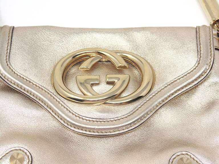 Gucci Small Brit Gold Leather Tassel Purse
