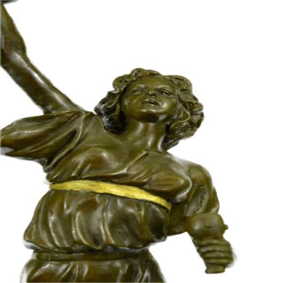 Greek Lady Girl Water Jug Vase Bronze Sculpture
