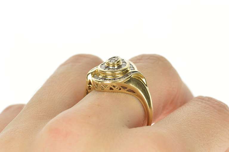 10K Yellow Gold 0.56 Ctw Diamond Pear Channel Statement Ring