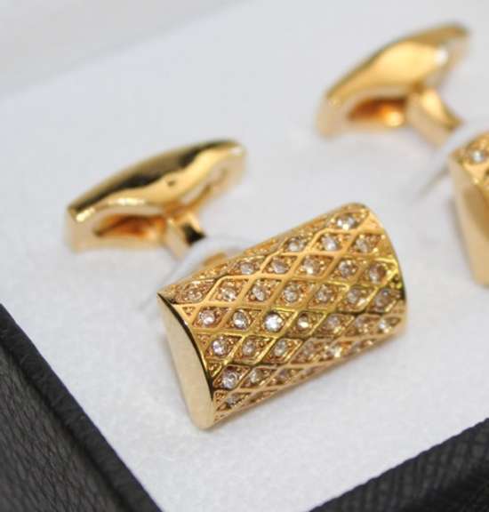 Golden color Jeweled Style Cufflinks By Carelli