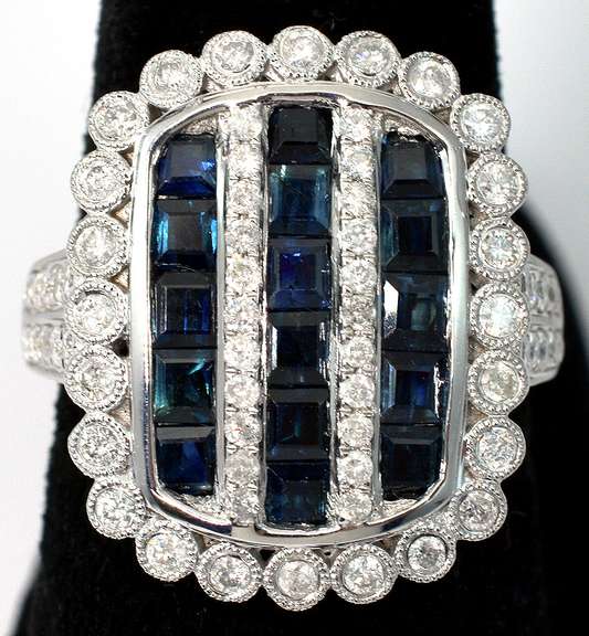 Sapphire & Diamond Ring in 14K White Gold