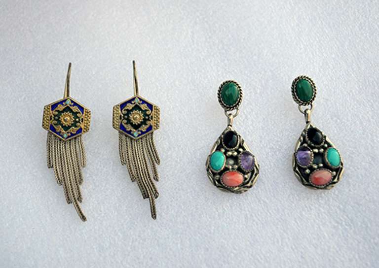 Two Pairs of Vintage Designer Silver Earrings, Signed Anatoli & RB