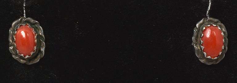 Vintage Sterling Silver Coral Earrings