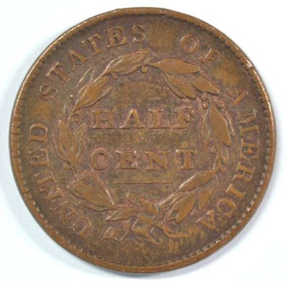Scarcer 1825 Classic Head Half Cent in XF