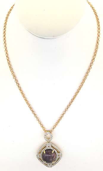 Stately Massive 28.73CTS Star Ruby & Topaz Necklace in Vermeil