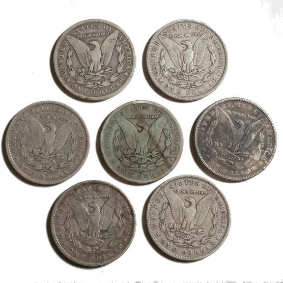 7 Assorted Morgan Dollars