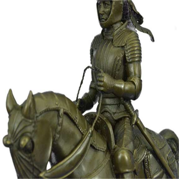 Knight Warrior Bronze Statue on Marble Base Sculpture