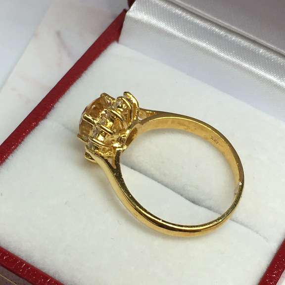14kt Gold Citrine & Diamond Halo Ring