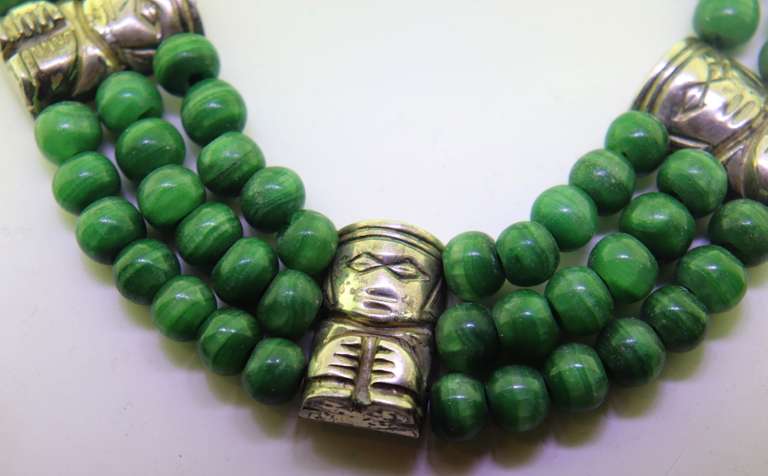 Sterling Silver Mexico Malachite Choker Necklace