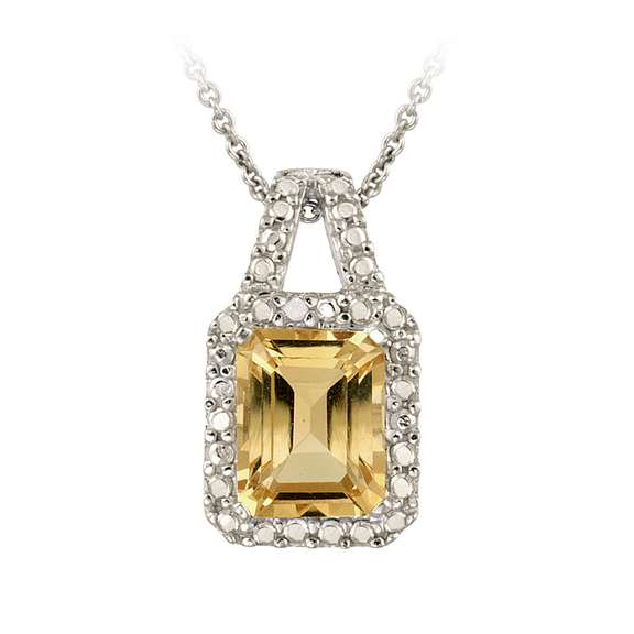 Sterling Silver 2.25ct Citrine and Diamond Accent Necklace