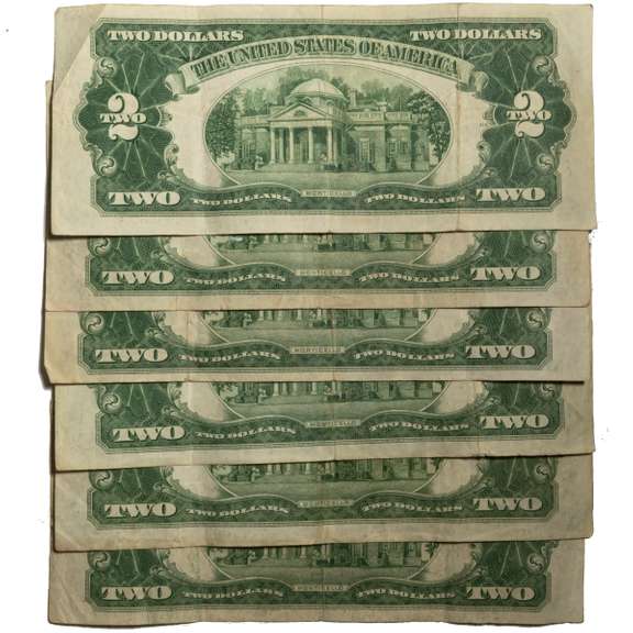 $ 2 1928 D E F G Series US Notes
