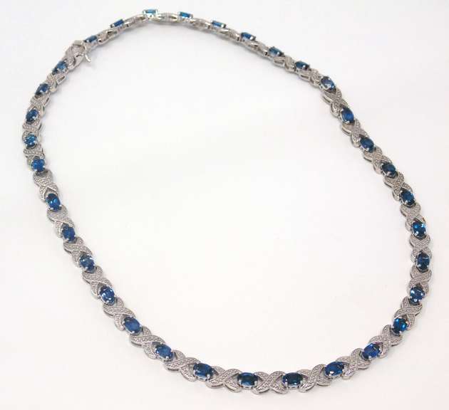 Sterling Silver London Blue Topaz Diamond Accent Necklace