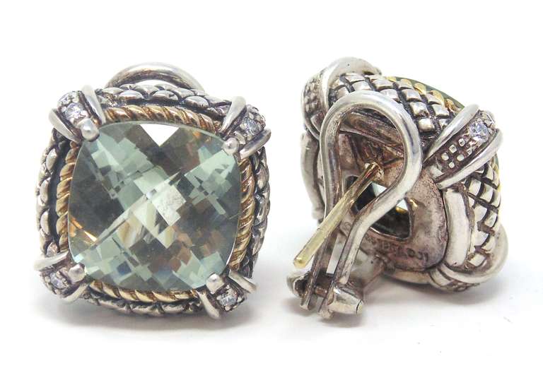 Judith Ripka Prasolite & Diamond Accent Earrings