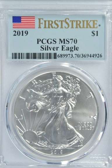 Flawless 2019 $1 Silver Eagle. PCGS MS70 FIRST STRIKE