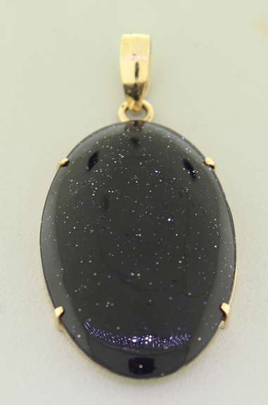 Amazing 18kt Large Oval Goldstone Pendant