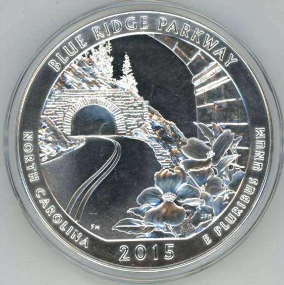 Gem BU 2015 America The Beautiful Blue Ridge 5 oz coin