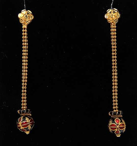 Vibrant Globe Dangle Earrings in 22KT Gold