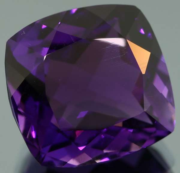 Cushion cut 30.69ct royal purple created Amethyst