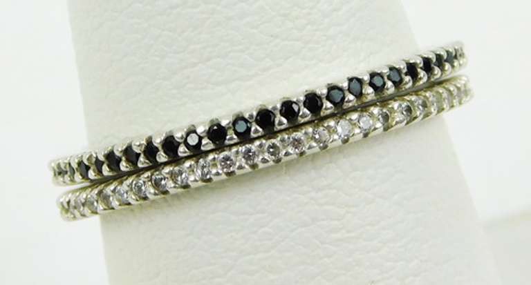 2 Silpada Narrow Sterling CZ Stacking Bands, 8.25