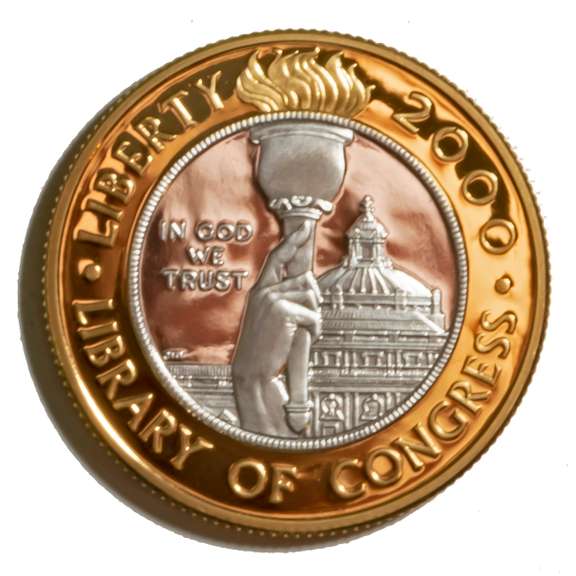 2000 Proof Bimetal Platinum &Gold LOC $10 Box & a Paper